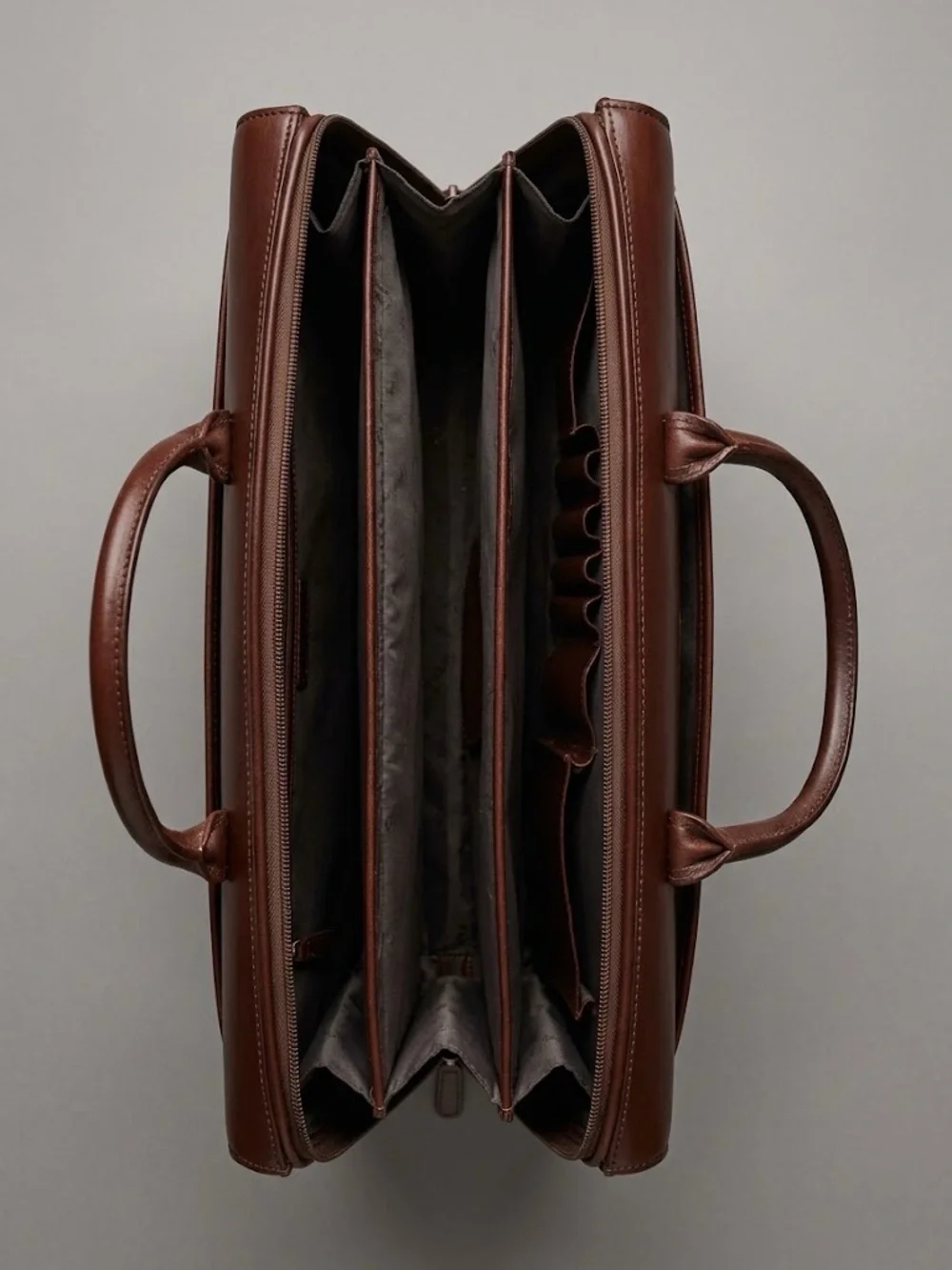 Vintage Woven Leather Briefcase in Oxblood